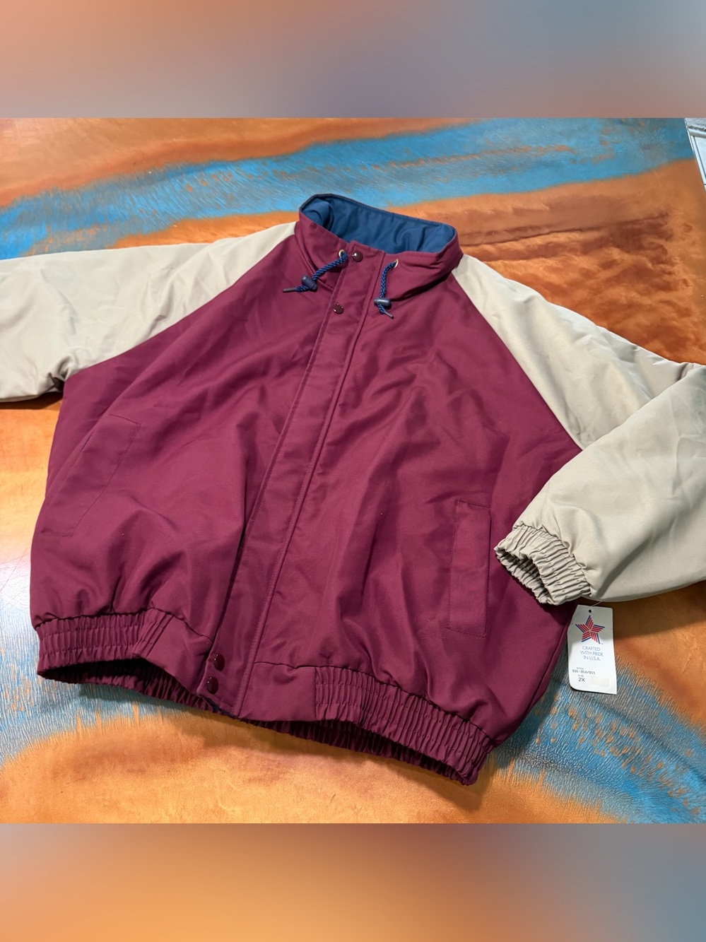 VTG Catalina La Paz Bomber Jacket 2XL Deadstock NWT Colorblock Made In USA 80s